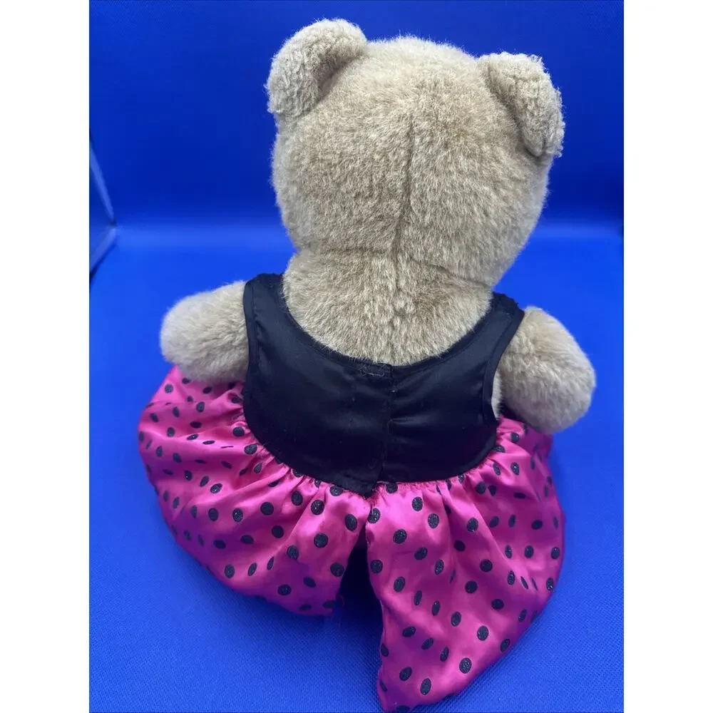 VTG 90s Build a Bear Beige Tan 14” Bear Plush with Pink Black Sequin Dress Shoes